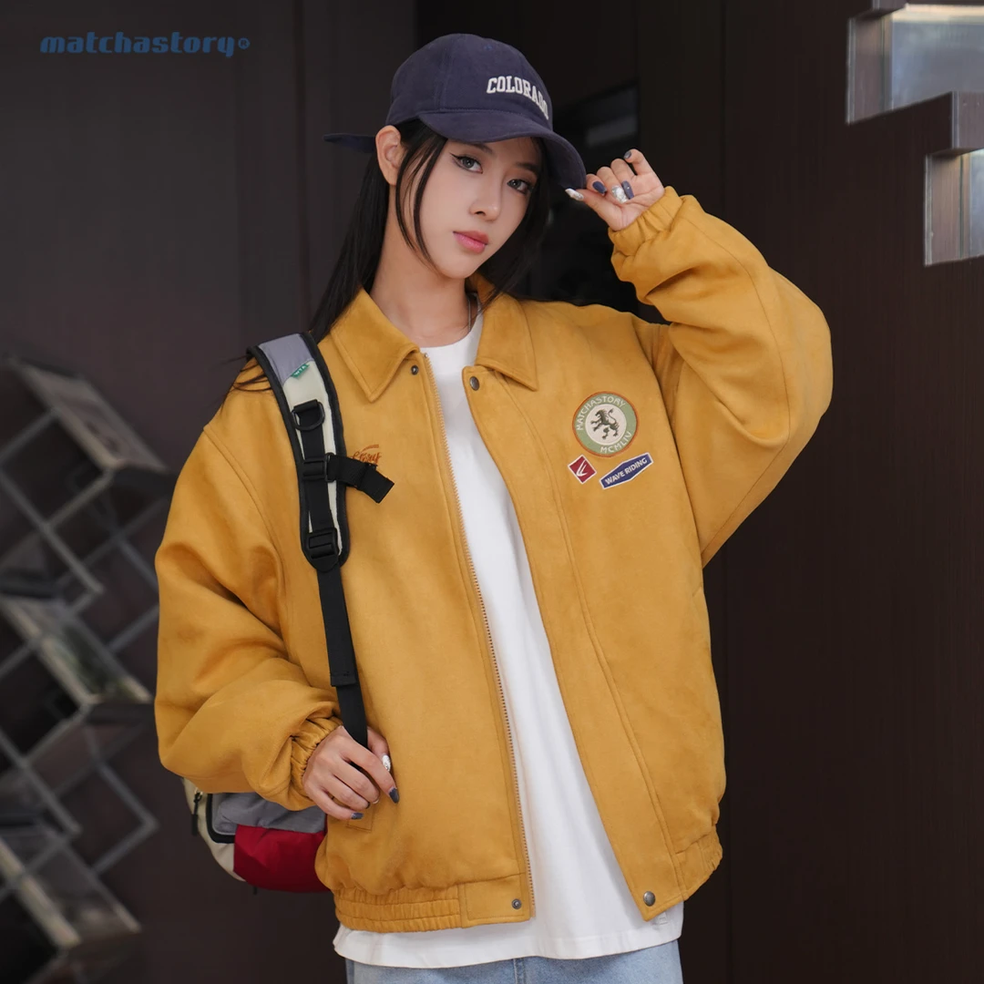 抹茶故事 绒绣章翻领夹克男女同款 M38861802