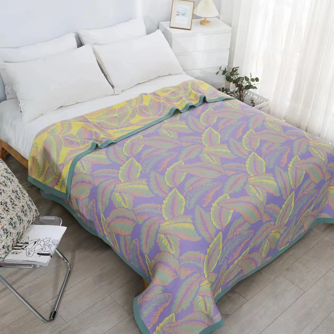 【新人福利 紫叶 纱布毯】150*200米多层纯棉纱布柔软铺盖毯