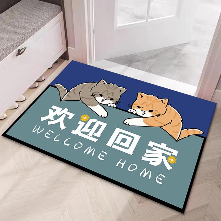 欢迎回家80*110cm入户门垫玄关家用中式欧式通用地垫吸水防滑耐磨