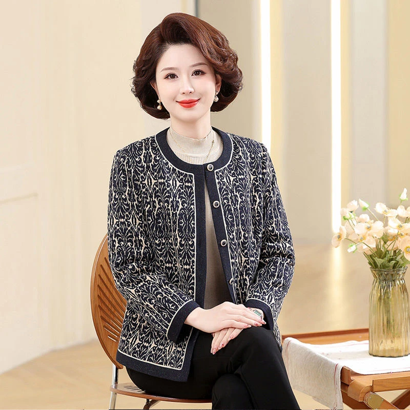 2D-56款小香风开衫外套高品质气质中老年妈妈装春秋季有里衬