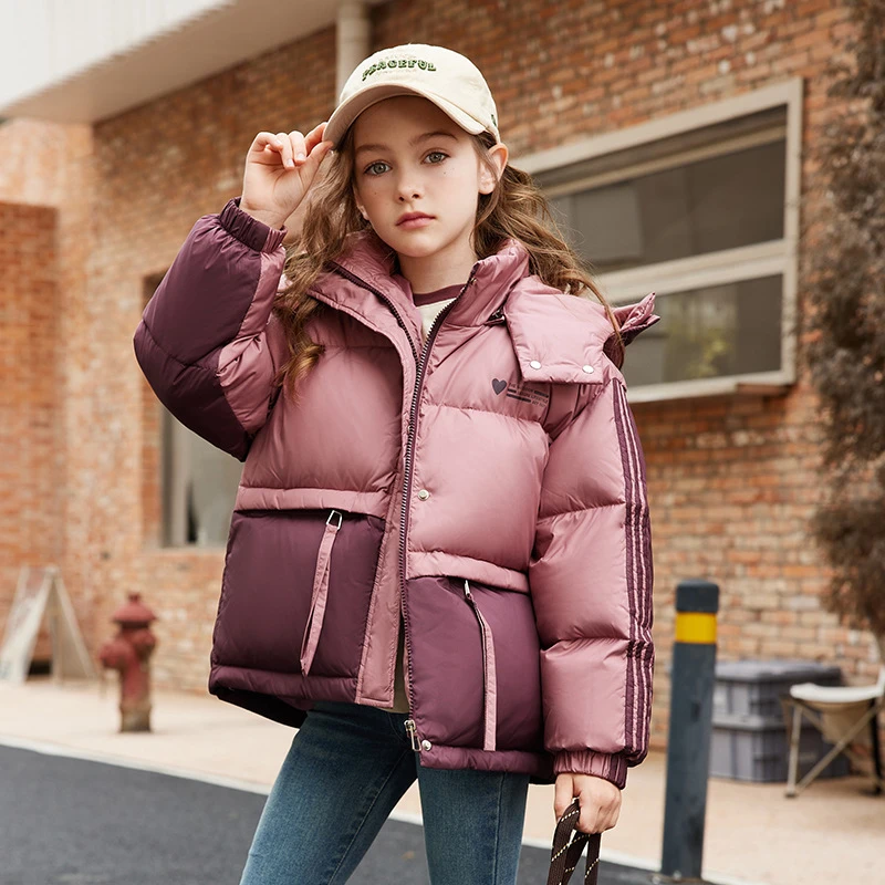 儿童羽绒服2024新款女童中大童加厚白鸭绒短款韩版外套一件代发潮
