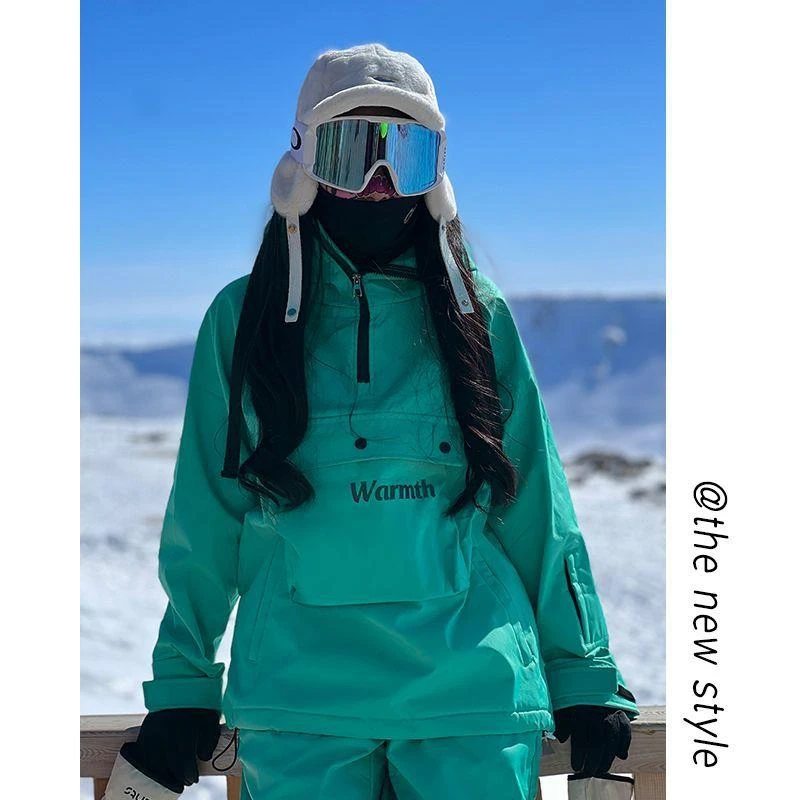 单板滑雪服连帽女生亮色防水保暖加绒加厚外套登山服