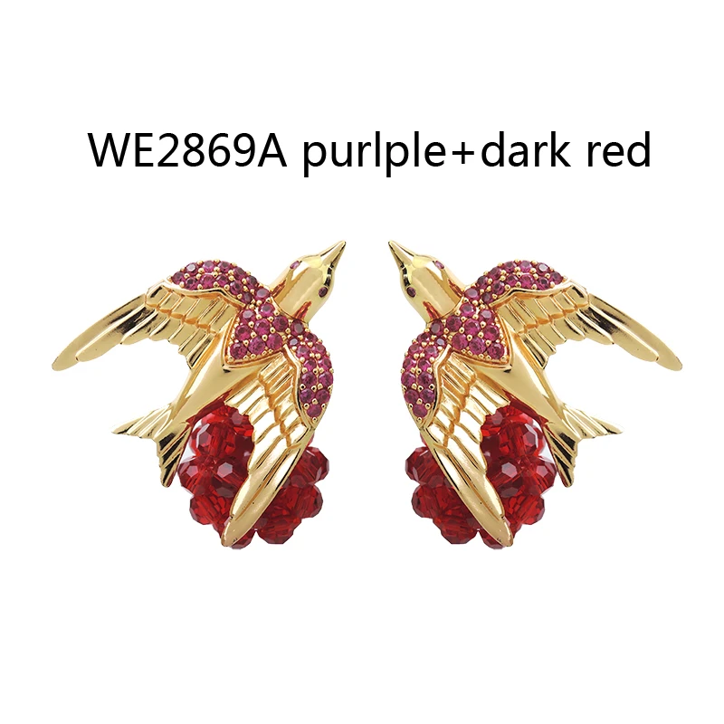 铜合金耳饰  Bsu红鸽子手工串珠耳夹3062