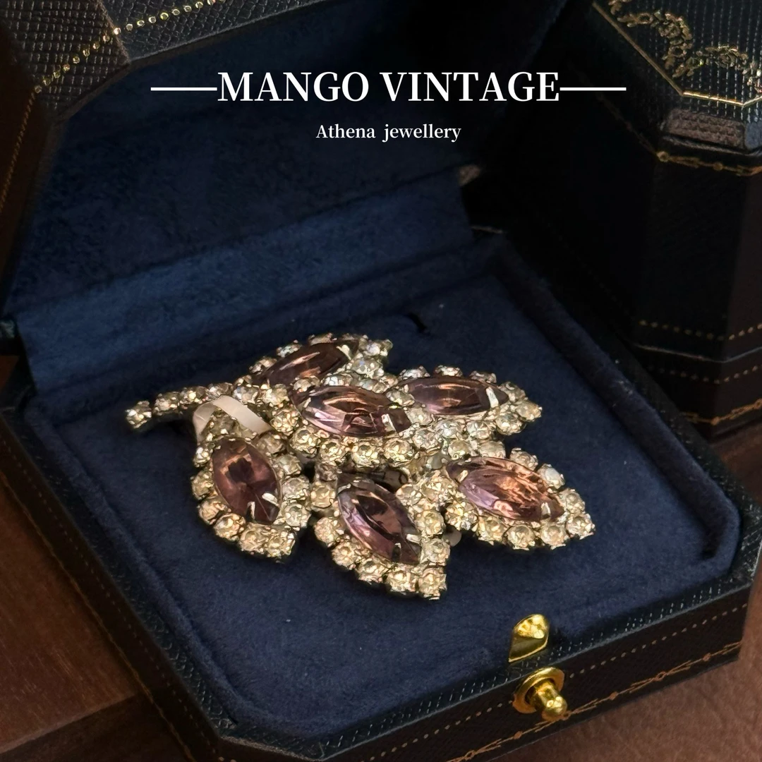 铜合金胸针 粉叶形精致优雅胸针镶嵌时尚[正品中古]1