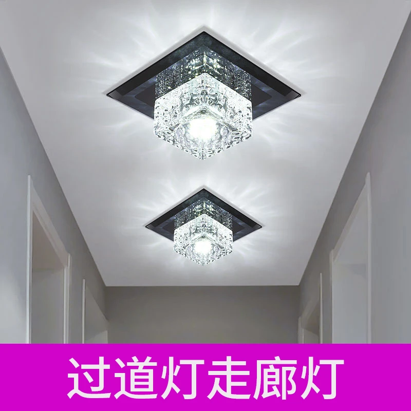 网红水晶过道灯走廊灯LED 入户玄关灯嵌入式创意简约现代水晶客厅