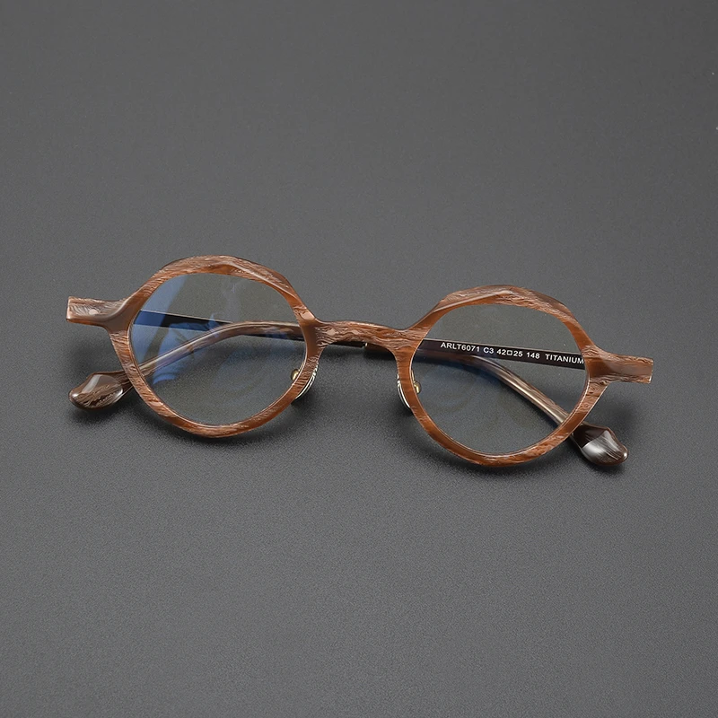 上古剋箩心潮小众手工板材眼镜框架复古小框超轻钛高度数男女同款