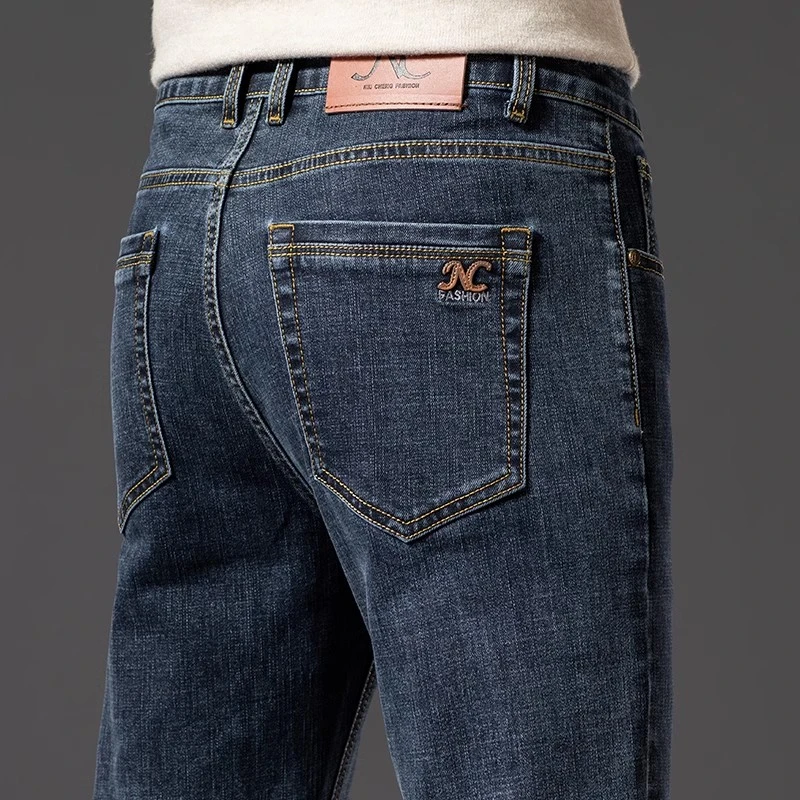 高端广州新塘牛仔裤男春秋季2025新款男士加绒直筒宽松休闲厚裤子