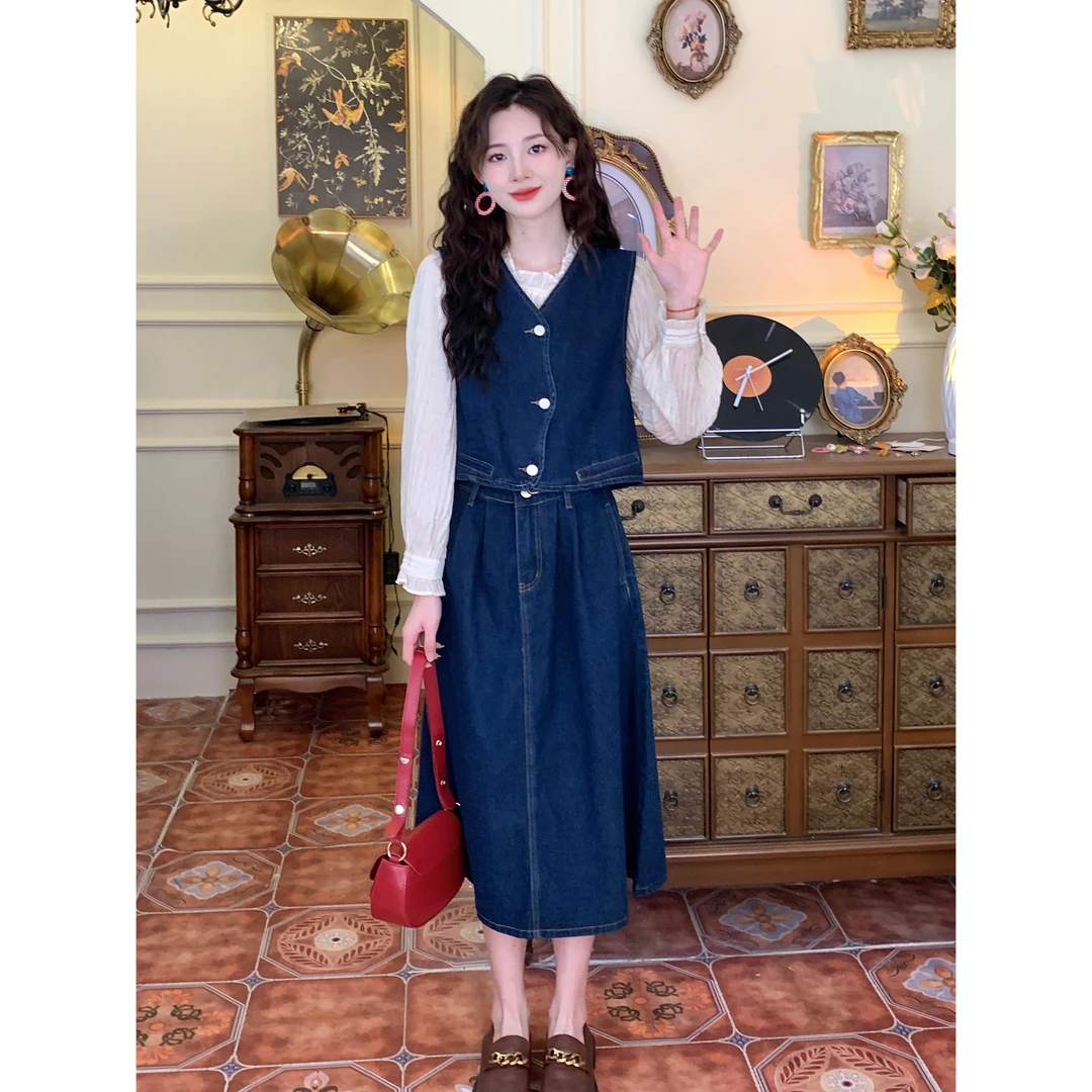 温敏er 春季时尚百搭复古气质宽松显瘦牛仔马甲MJ204