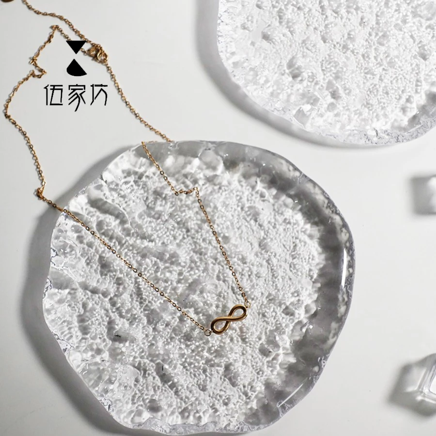透明水晶玻璃冰块手工茶杯垫水晶琉璃加厚耐热茶杯托水杯餐垫托盘