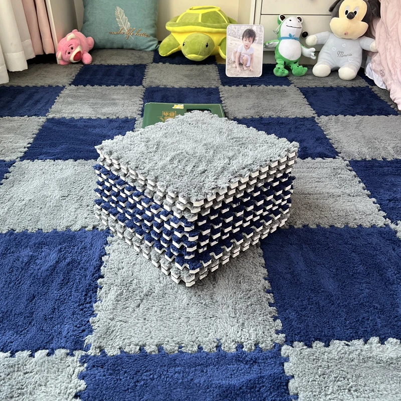 网红同款儿童房间毛绒拼接地毯泡沫地垫卧室客厅床边毯大面积全铺