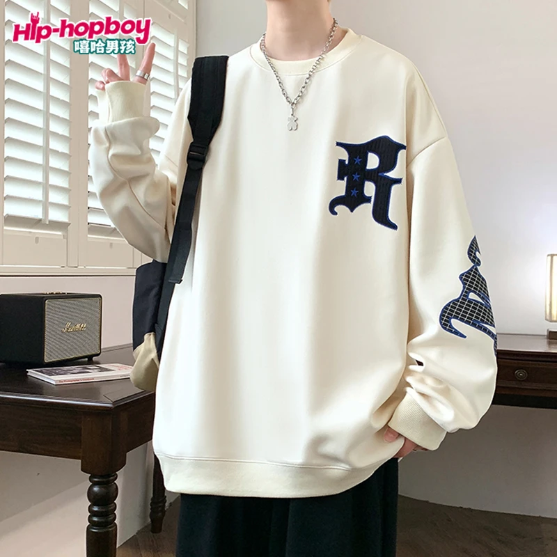 春秋季新款圆领领卫衣男士青少年男孩子秋季男上衣学生宽松打底衫