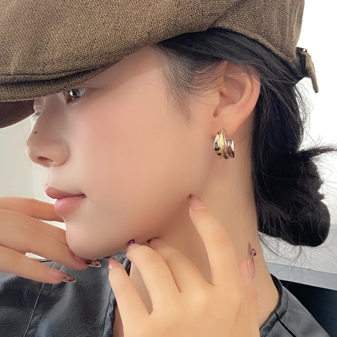 黑糖耳饰  百搭撞色不规则耳钉耳环E1072