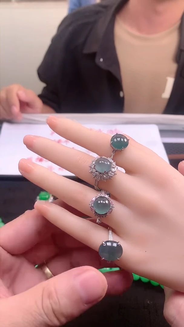 【闪购商品】翡翠戒指银S925镶嵌毛货需精细抛光戒指拍一发一