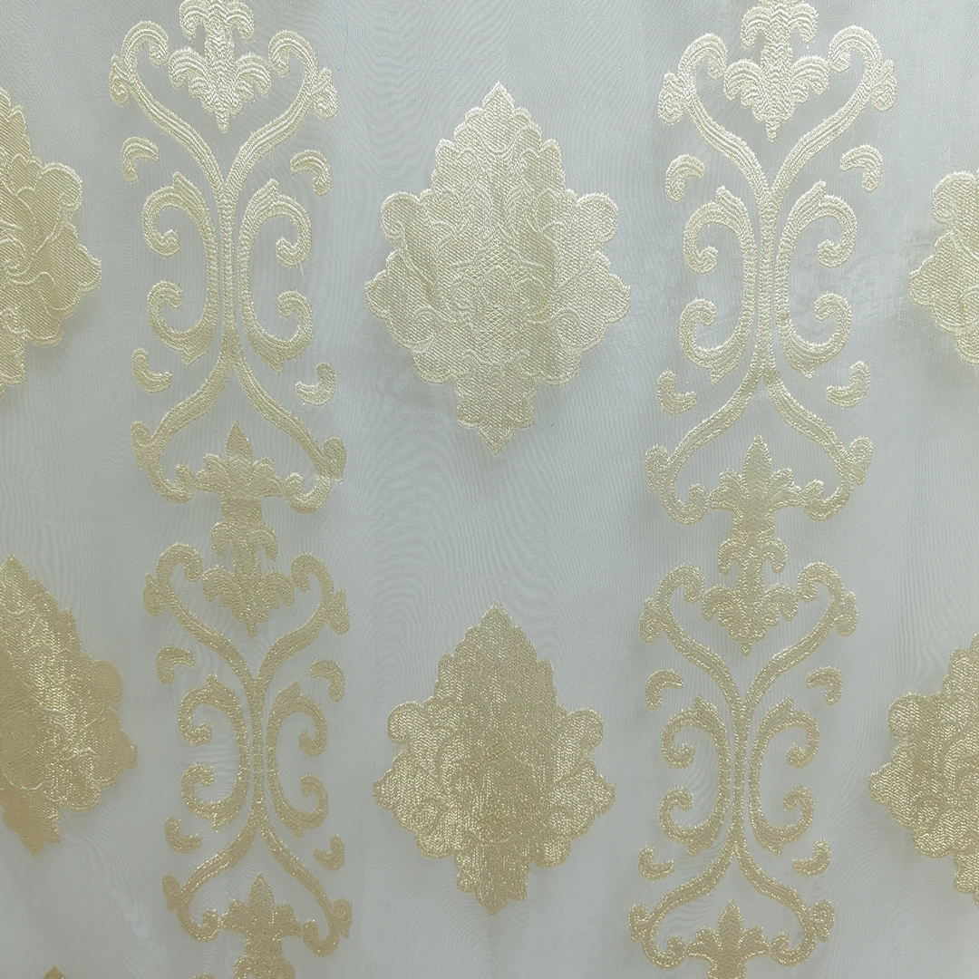 00683 窗帘纱挂钩款式成品刺绣透光窗纱宽6米高2.7米免费对开