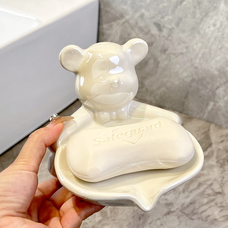 清仓款(皂盒)小熊肥皂盒家用沥水香皂盒厕所卫生间大号皂盒