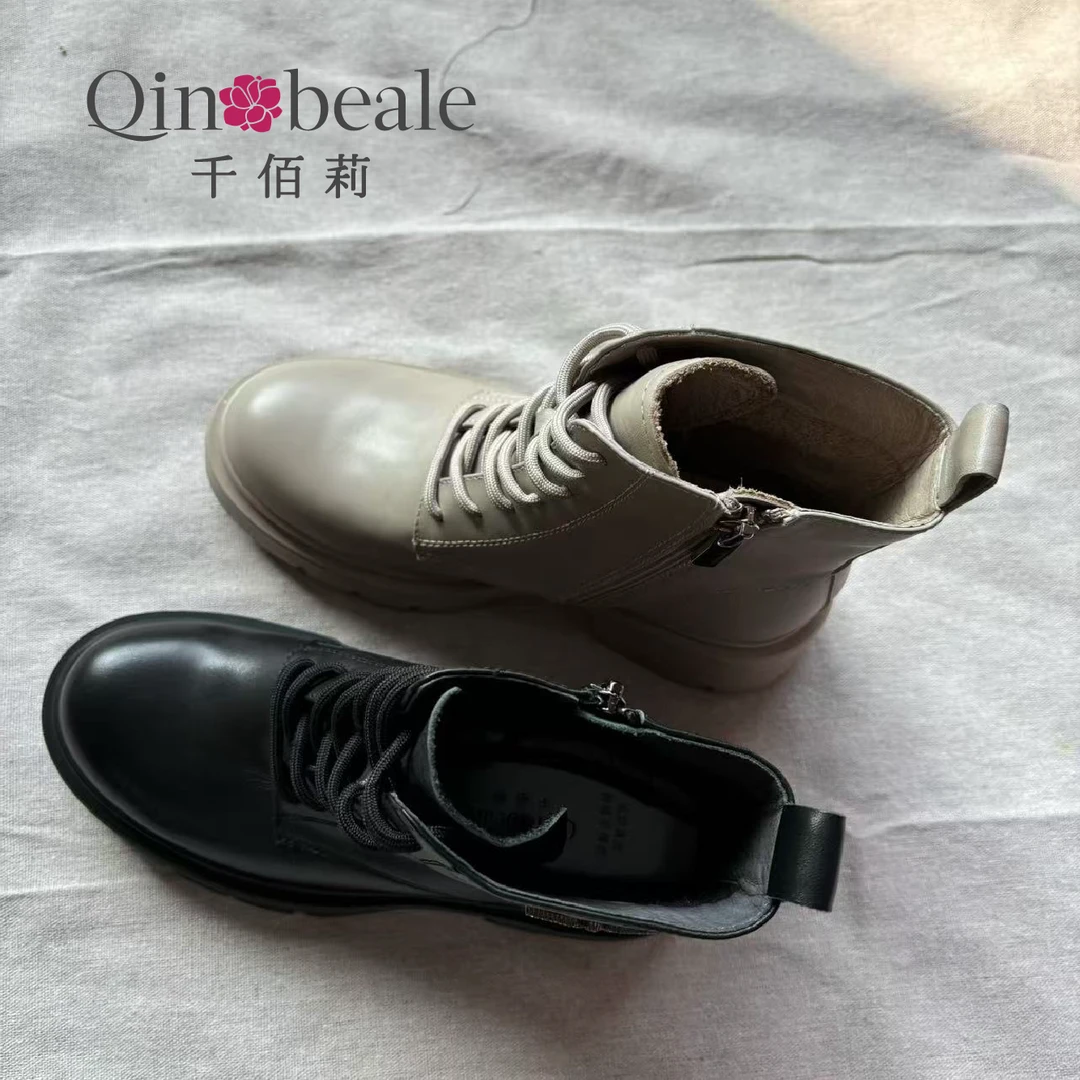 Qin&beale/千佰莉3928105F1177百搭复古马丁靴B322