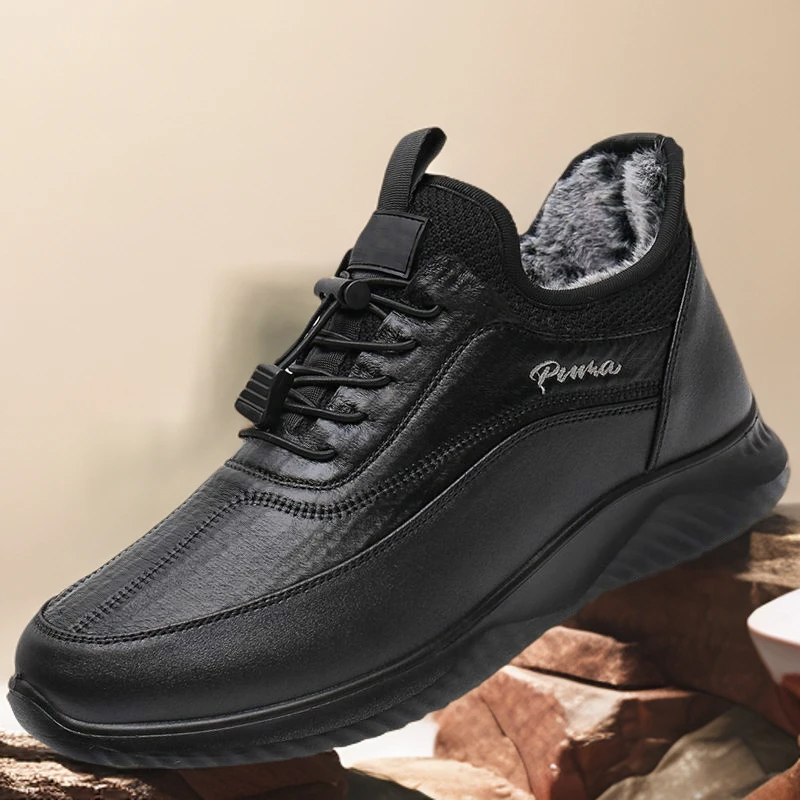 布鞋男款冬季棉鞋加绒加厚防水防滑保暖中老年爸爸棉鞋老北京布鞋