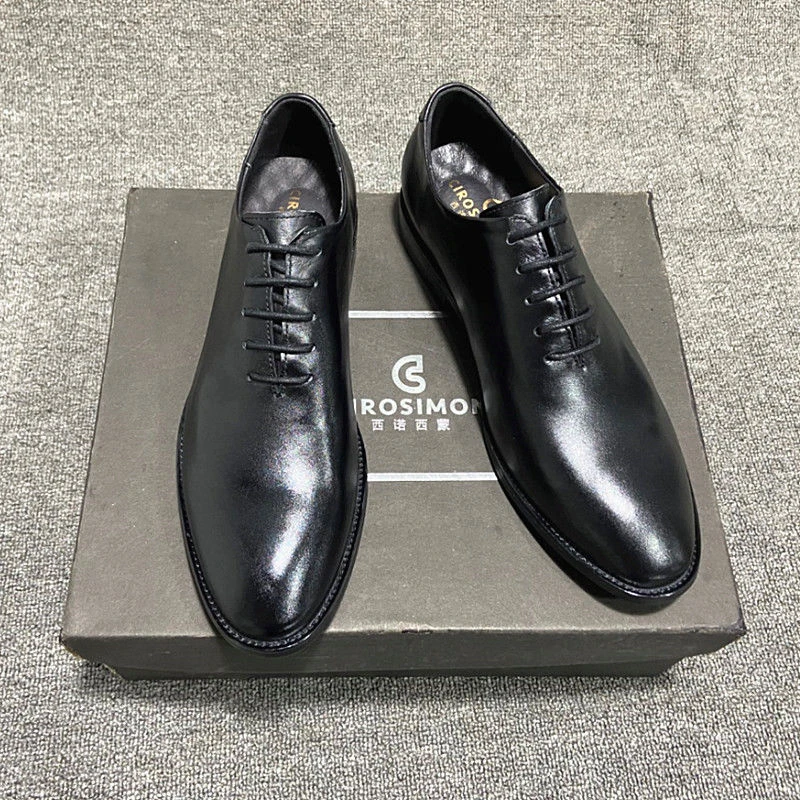 休闲皮鞋男士英伦尖头商务正装男鞋子2025春季新款头层牛皮潮英伦