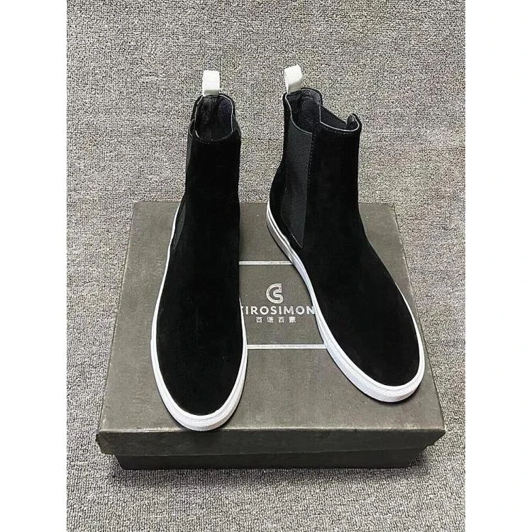 西诺西蒙切尔西靴男真皮英伦圆头chelsea boot男士短靴潮靴子冬季