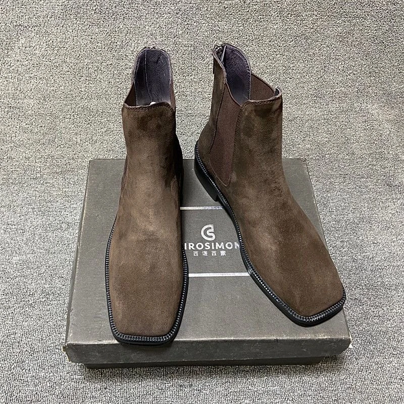 切尔西靴男英伦风方头chelsea boot秋春潮短靴韩版靴子马丁靴