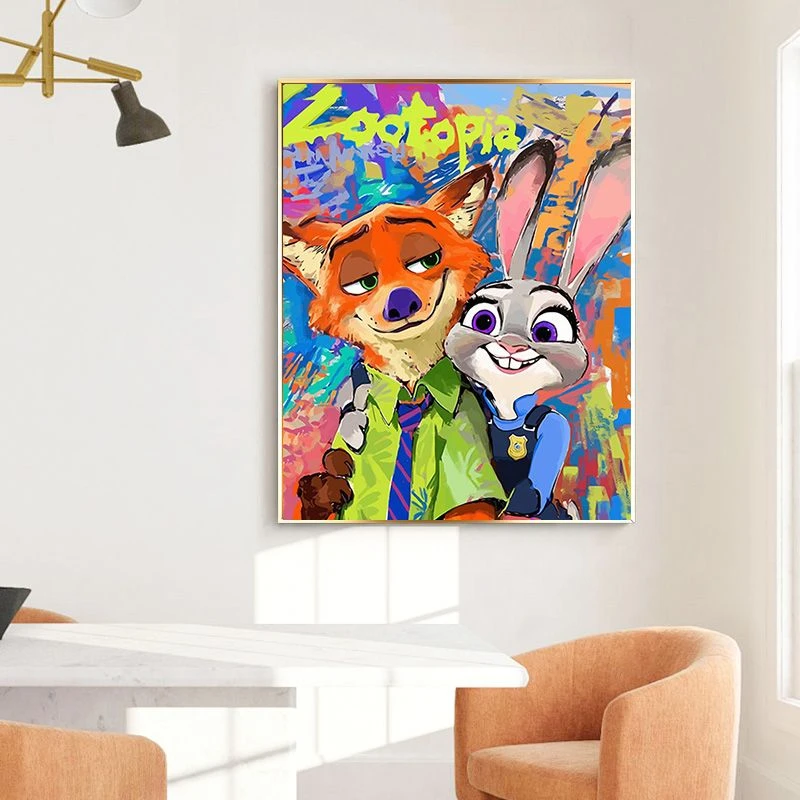 疯狂动物城钻石画2025新款客厅卡通动漫简单自己手工diy贴钻