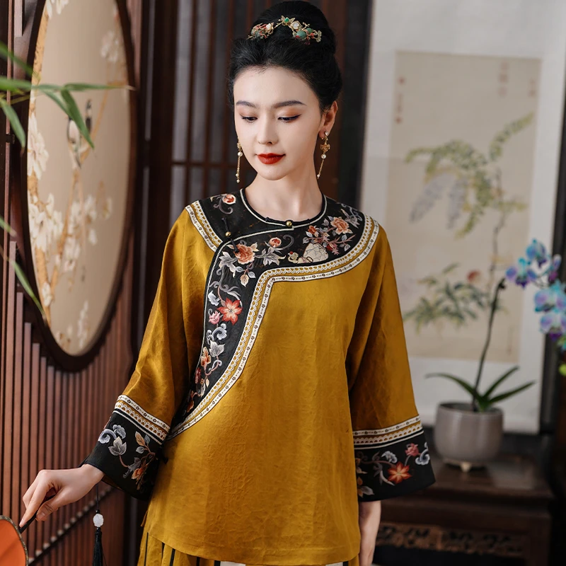 「丹砂染」· 乐锦坊中式原创国风复古日常手工绣花小上衣热力感穿搭