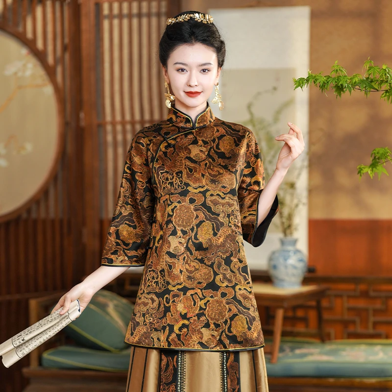 「龙盘虎踞」    乐锦坊复古国风手工中式日常原创小众设计斜襟上衣