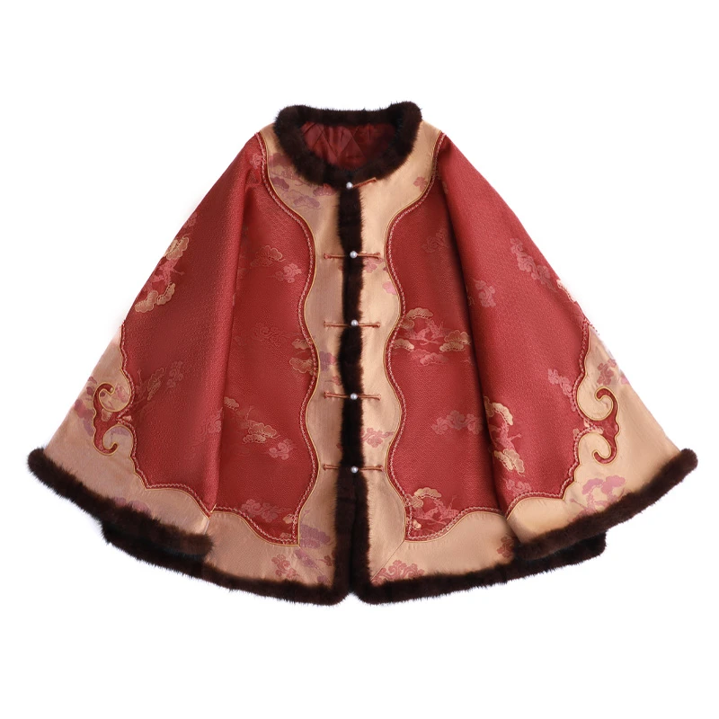 「云涧松月上衣」乐锦坊复古国风原创设计手工定制水貂毛汉服棉外套