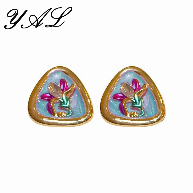 合金耳饰 6641【秋冬专场】YAL限定/复古油画彩色花朵耳钉