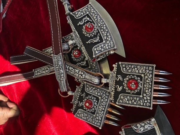 足银银制品 民族风银制品复古古风男用火镰套装