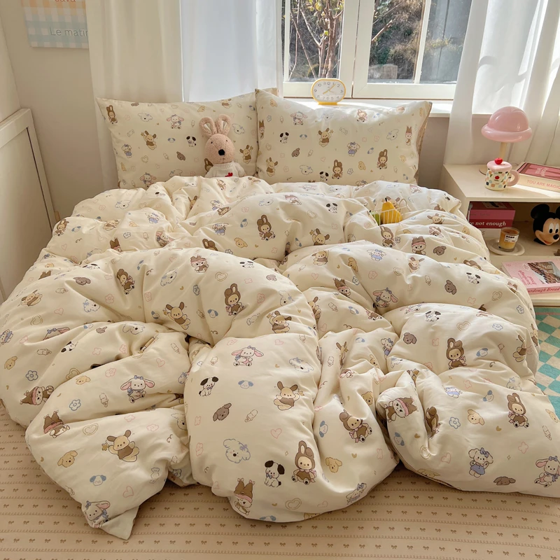 懒人家-新款INS减龄可爱风卡通全棉纯棉四件套学生宿舍小清新