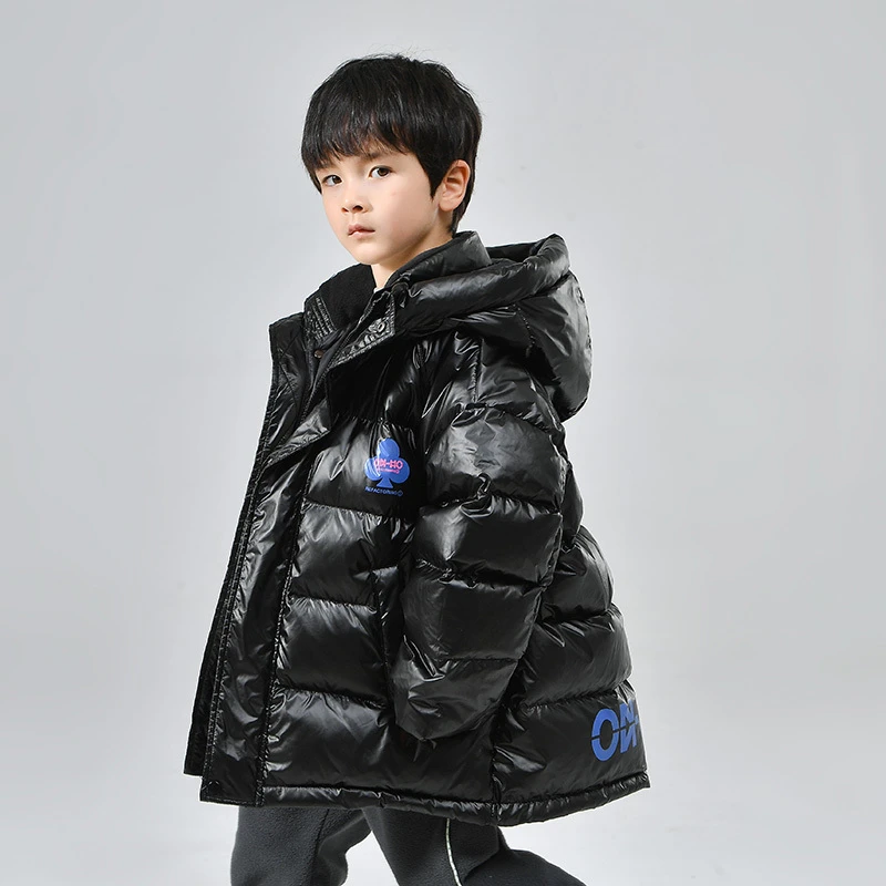 雅鹿儿童加厚新款羽绒服男女童冬季亮面中长款洋气免洗中大童