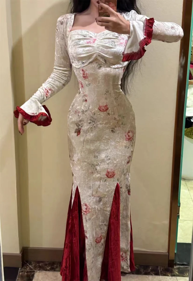 全新 清瑶女装 旗袍裙 自制款 摇曳之花外搭