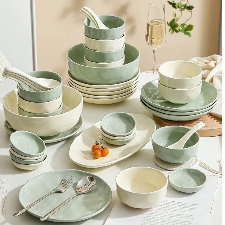 YUNI茶瓷屋奶油系碗碟套装家用高级感轻奢餐具清新碗筷盘子碗