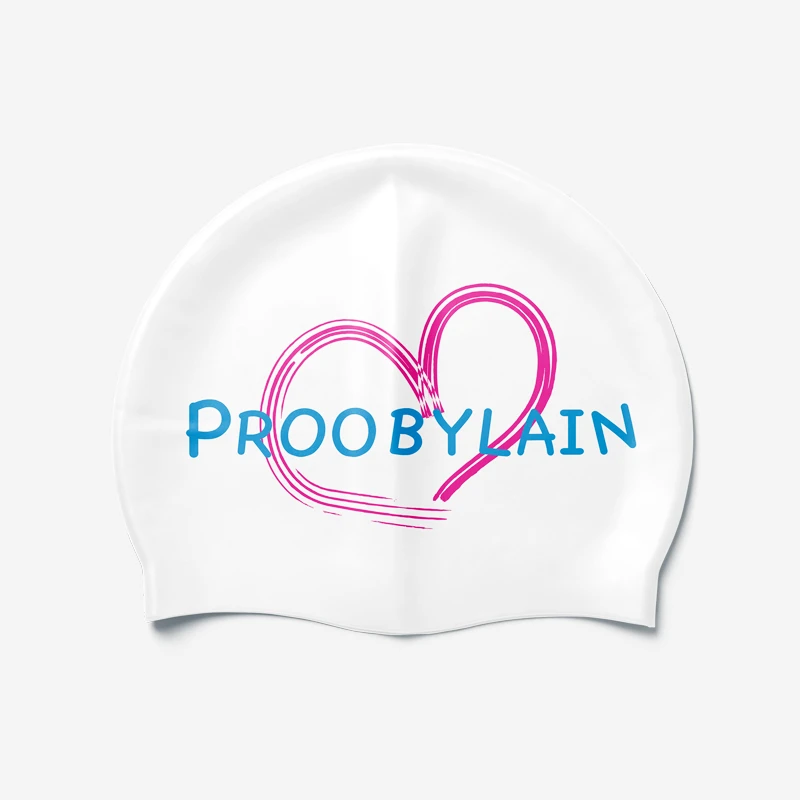 PROOBYLAIN-【手绘心】硅胶泳帽防水护耳长发不勒头加大版游泳帽