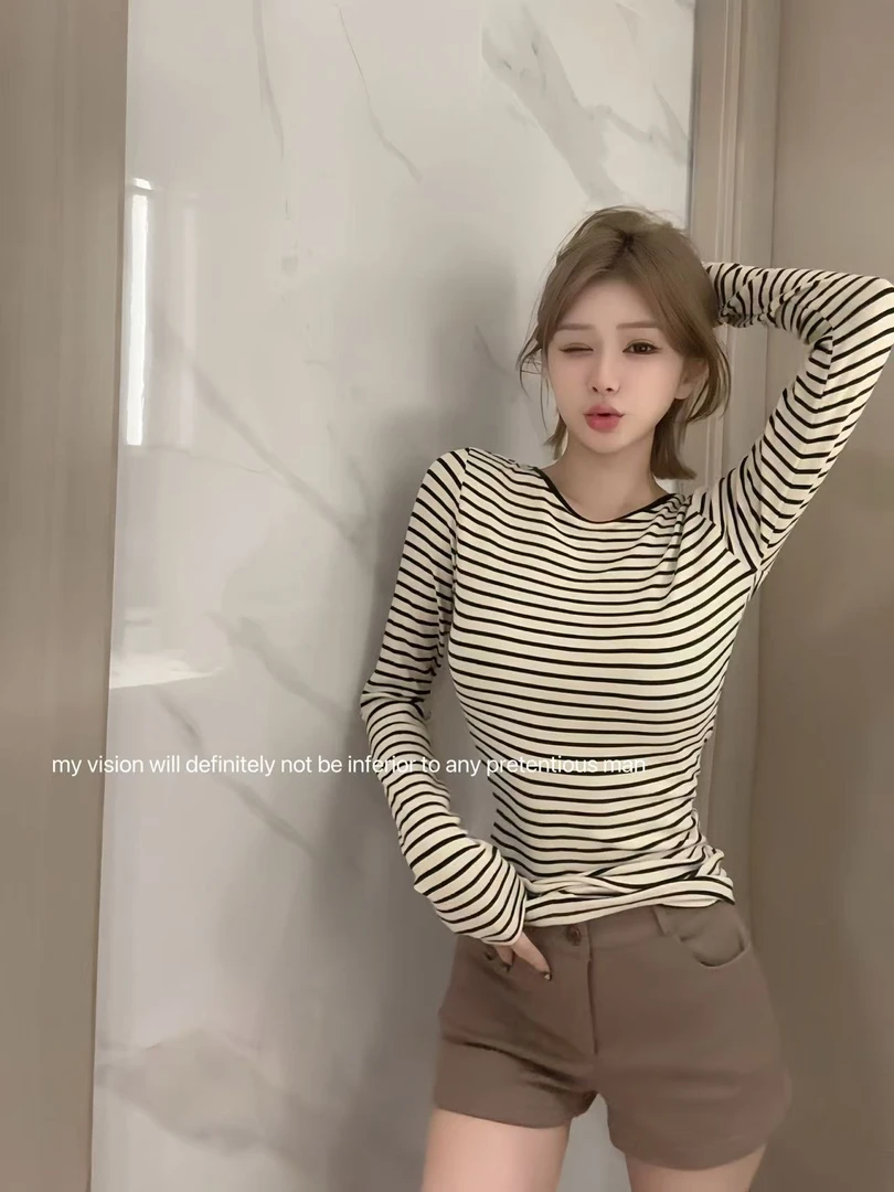 Z- TRY【贪财好色】定制！巨显瘦条纹上衣·爱麻了～