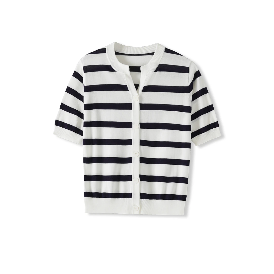 桑蚕丝+莱赛尔夏季显瘦时尚休闲女针织衫240429/XSM