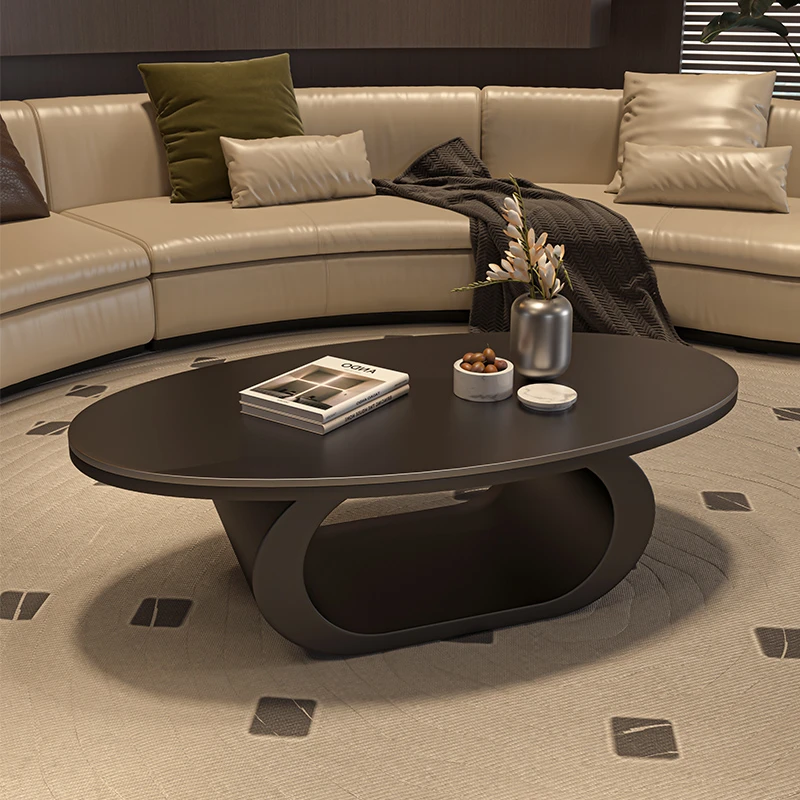 椭圆形岩板茶几现代简约轻奢极简小户型客厅家用设计创意小异形