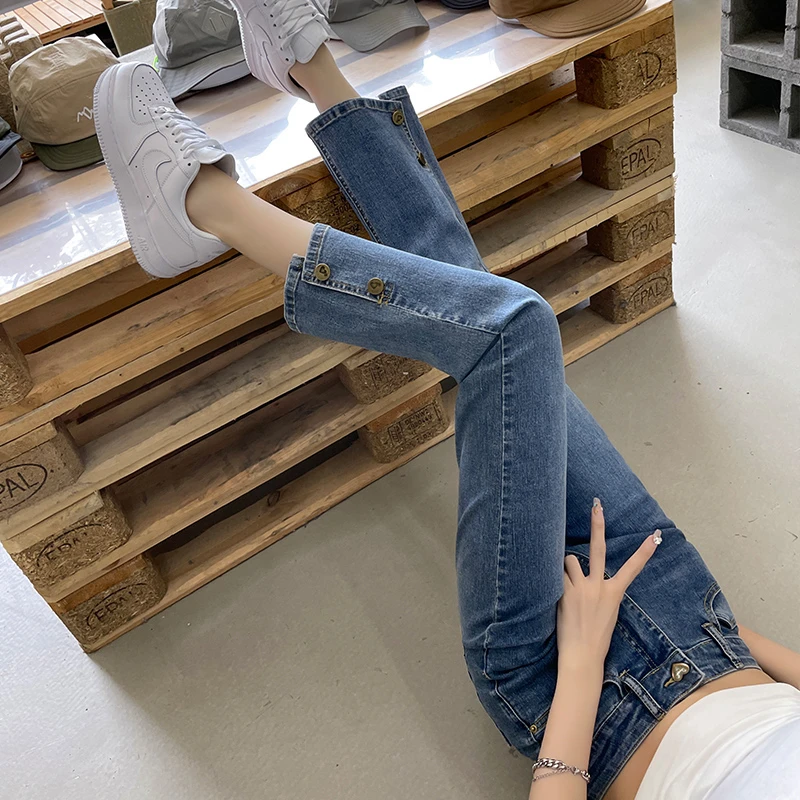 九分牛仔裤女款2024春秋新款窄版显瘦百搭小个子八分直筒烟管裤子