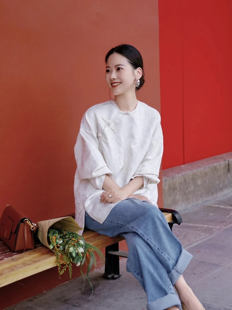春季新中式国风禅意别致独特上衣质感设计感提花斜襟慵懒版上衣