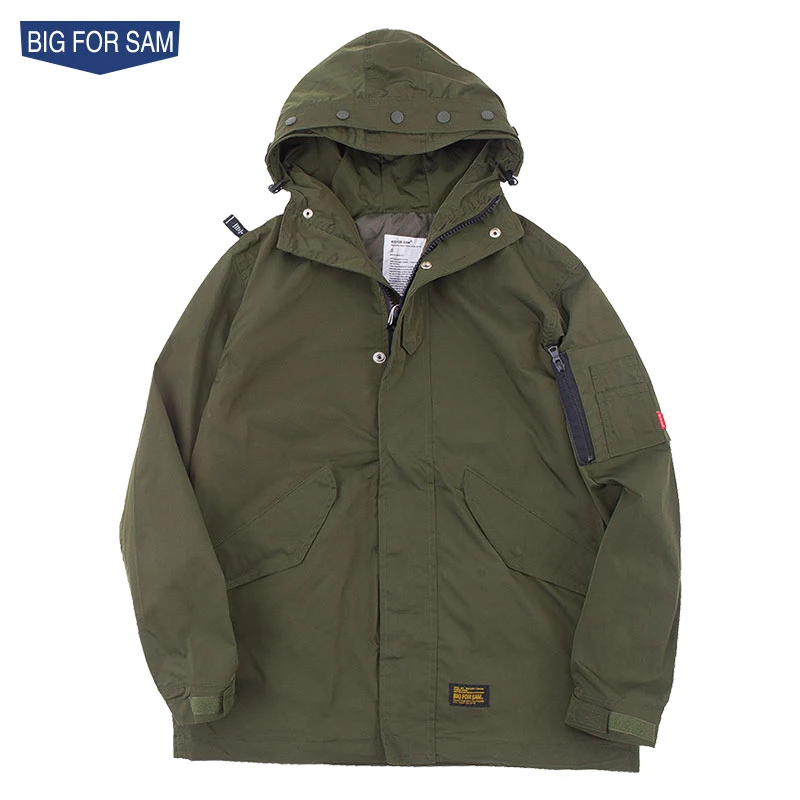 BIG FOR SAM美式工装连帽夹克男潮牌秋季嘻哈情侣冲锋衣外套国潮