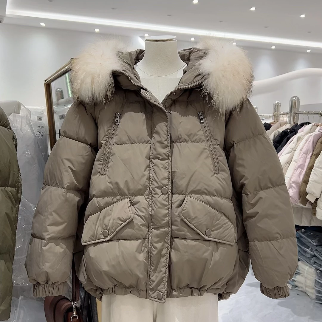 2024韩恋希欧版大码女装定制链接！真毛领羽羽外套180斤以内