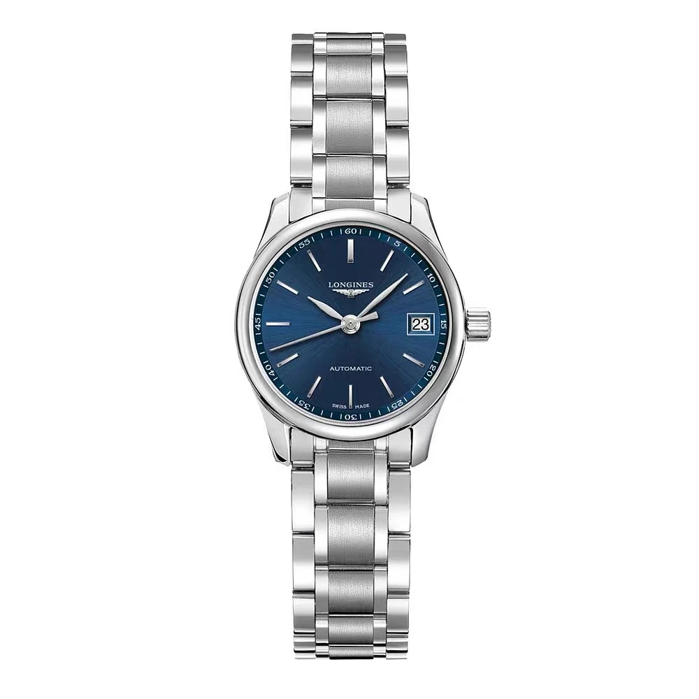99新 Longines/浪琴 名匠128/机械/蓝盘条丁/表径25.5mm/女士腕表