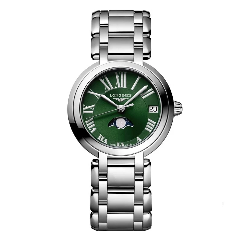 99新 Longines/浪琴 心月115/石英/绿盘罗马/表径30.5mm/女士腕表