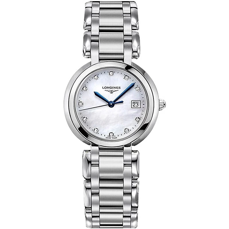 99新 Longines/浪琴 心月112/全套盒卡/贝母钻刻/表径30mm/女士