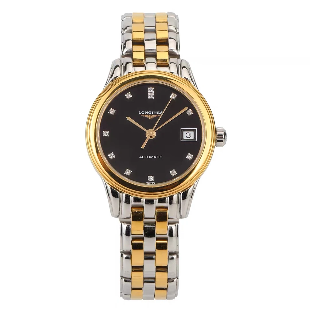 99新 Longines/浪琴 军旗274/机械/镀金黑盘钻刻/表径26mm/女士