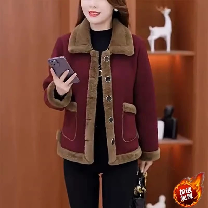 加绒加厚女士外套女洋气新款洋气显瘦保暖时尚短款百搭妈妈外套潮