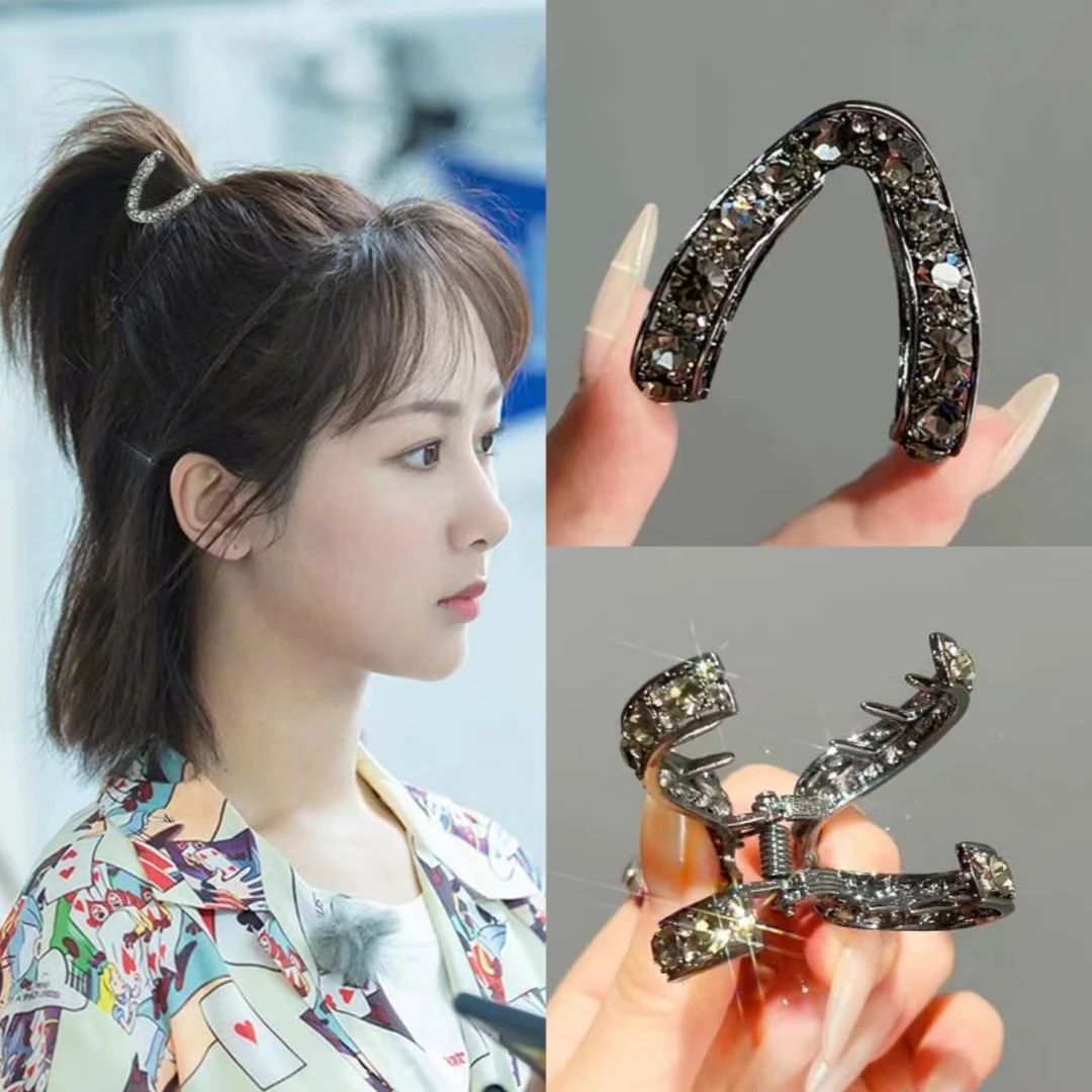 小号发量少半扎发短发过度期高马尾夹固定神器网红头饰百搭气质