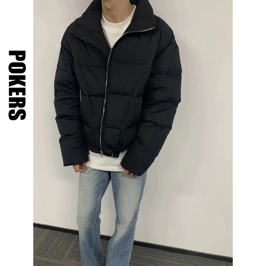 「POKERS」basic clipping90%白鸭绒机能无帽立领拉链分割羽绒服