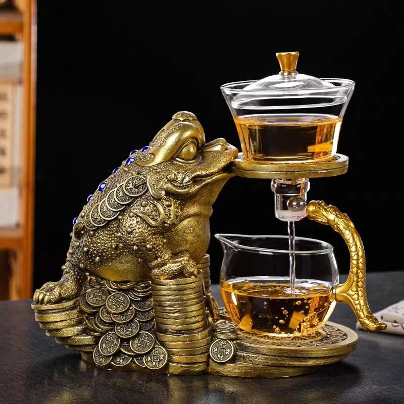 网红创意喝茶全自动茶具玻璃懒人功夫茶杯套装金蟾泡茶器茶壶整套